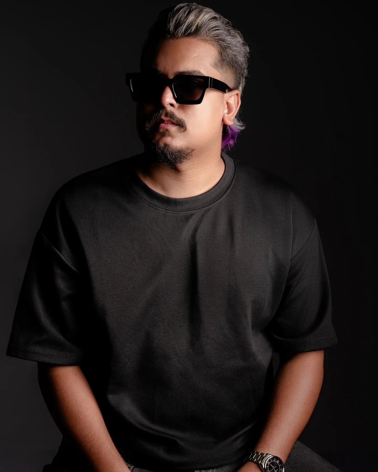 R Jay in the studio